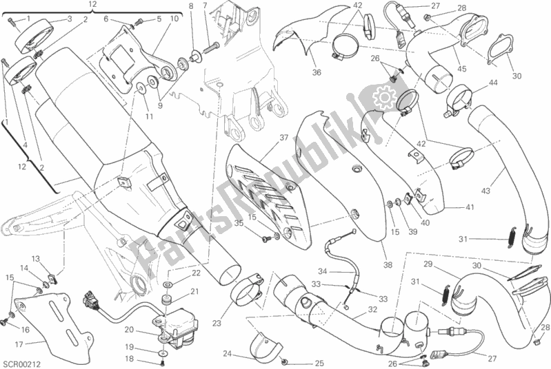 All parts for the Exhaust System of the Ducati Monster 1200 S USA 2015